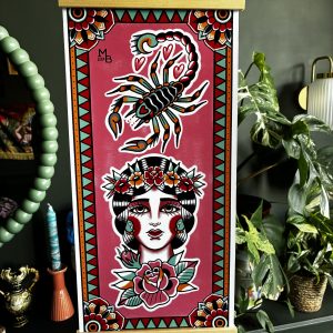Scorpion & lady print with hanger
