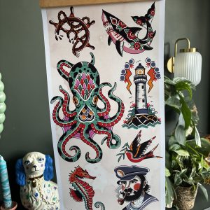 Nautical print with hanger