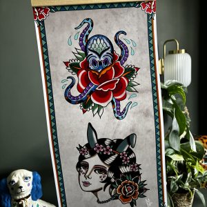 Octopus & playboy girl print with hanger